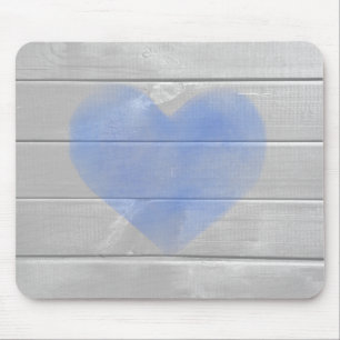 Rustic Barn Hardwood Blue Heart Mouse Pad