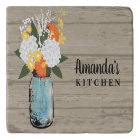 Rustic Barn Hydrangea Floral Mason Jar Monogram