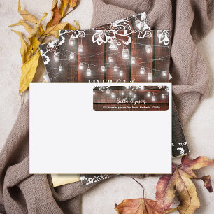 Rustic Barn Lace Wood String Light Wedding Address