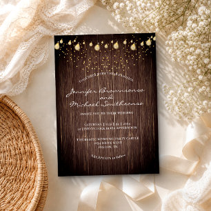 Rustic Barn Lights Wedding Invitation