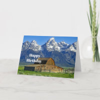 Rustic Barn Mountains Landscape Photo Birthday