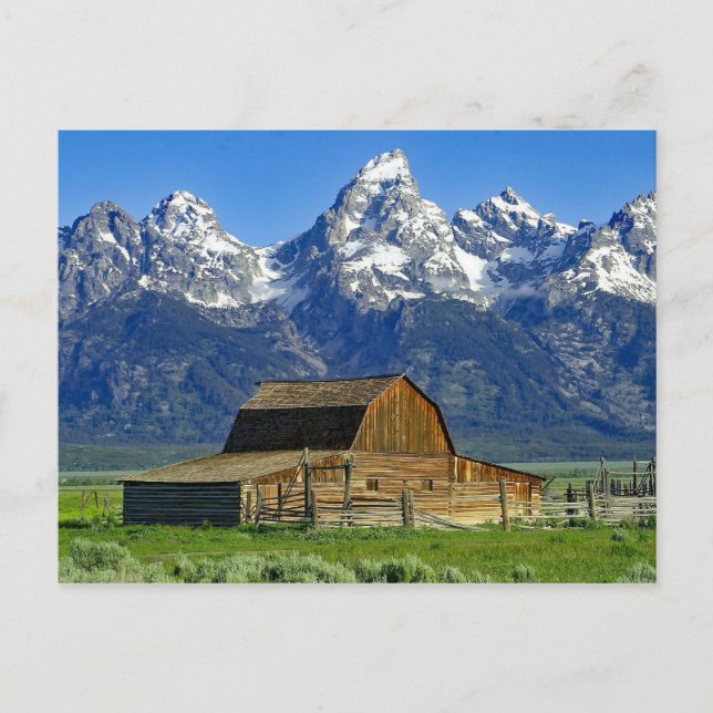 Rustic Barn Mountains Landscape Photo Postcard (Front)