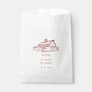 Rustic Barn Muted Red Fall Wedding Favour Bags