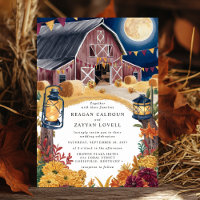 Rustic Barn Navy Blue Nighttime Autumn Wedding 