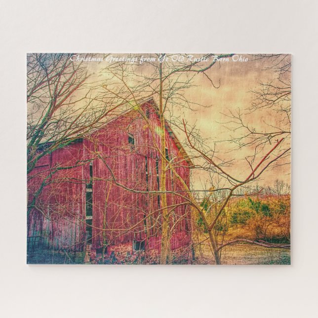 Rustic Barn Ohio.Christmas Greetings Jigsaw Puzzle (Horizontal)