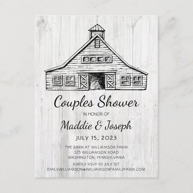 Rustic Barn Photo Couples Shower Invitation (Front)