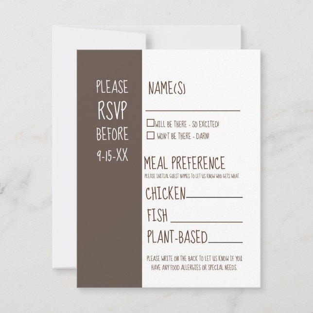 Rustic Barn RSVP Wedding Invitation Response Card (Front)