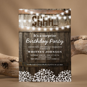 Rustic Barn Surprise Birthday Party Invitation