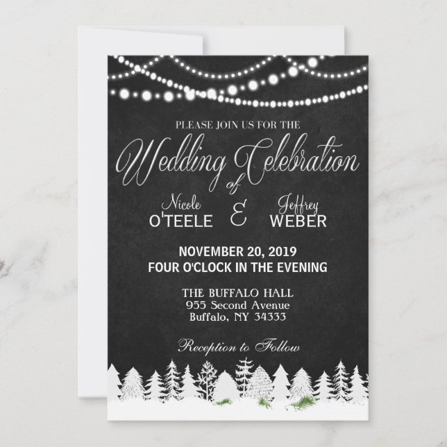 Rustic Barn Wedding Chalkboard Winter Christmas Invitation (Front)