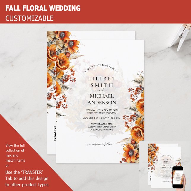 Rustic Barn Wedding | Fall Autumn Burnt Orange Invitation (Creator Uploaded)