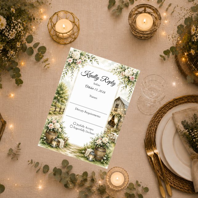 Rustic Barn Wedding RSVP Card (Creator Uploaded)