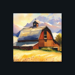 Rustic Barn Wheat Field & Mountains Watercolor Canvas Print<br><div class="desc">This beautiful canvas design features a watercolor barn against a range of purple mountains with a tan wheat field. Simple,  but makes a statement. Peaceful and provocative. Created by Simply Farmhouse Press.</div>