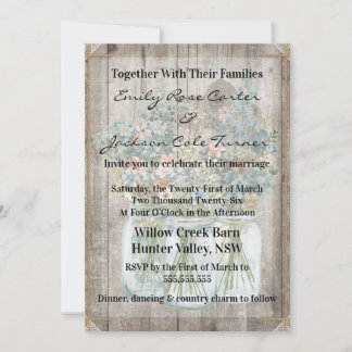 Rustic Barn & Wildflowers Country Wedding  Invitation