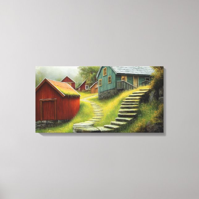 Rustic Barn With Spiralling Stairs Canvas Print (Front)