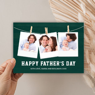 Rustic Barn Wood 3 Photo Collage Father's Day Card