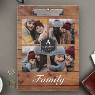 Rustic Barn Wood 4 Pictures Family Photo Collage Clipboard