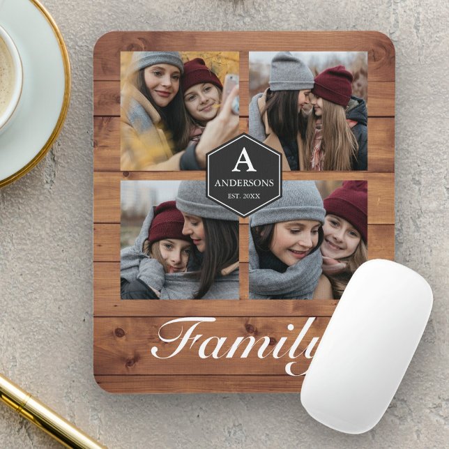 Rustic Barn Wood 4 Pictures Family Photo Collage Mouse Pad (Creator Uploaded)