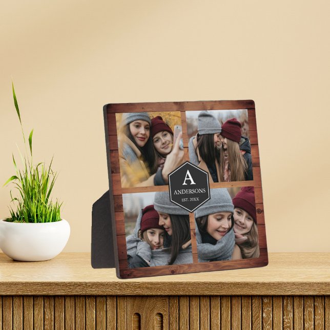 Rustic Barn Wood 4 Pictures Family Photo Collage Plaque (Creator Uploaded)