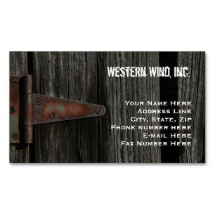 Rustic Barn Wood and Hinge Country Magnetic Business Card