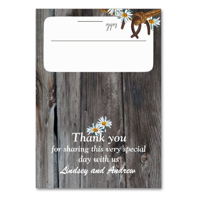 Rustic Barn Wood and Horseshoes Seating Card (Front)