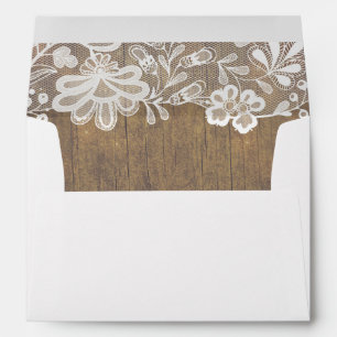 Rustic Barn Wood and Lace Wedding Envelope