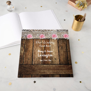 Rustic Barn Wood and Lace Wedding Guest Book