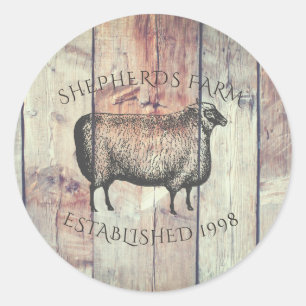 Rustic Barn Wood And Sheep Classic Round Sticker