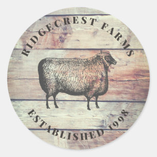 Rustic Barn Wood And Sheep Farm Classic Round  Sticker