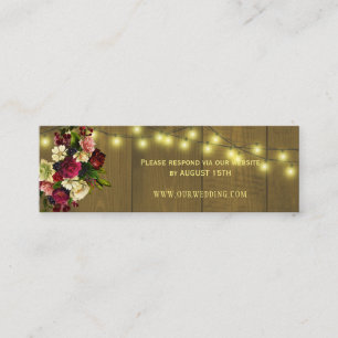 Rustic barn wood autumn wedding website RSVP Mini Business Card