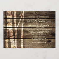 Rustic Barn Wood Birch Trees Winter Wedding Invite