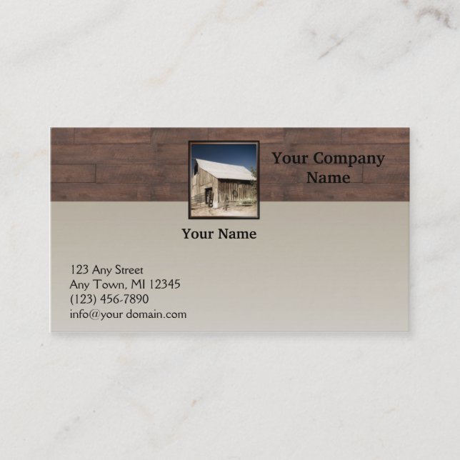 Rustic Barn Wood Borders on Sun Faded Background Business Card (Front)