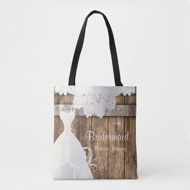 Rustic Barn Wood Bridal Shower Design Tote Bag (Front)