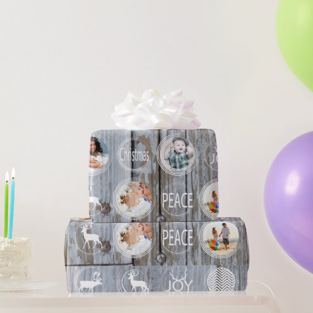 Rustic Barn Wood Christmas Family Photo Wrapping Paper (Party Gifts)