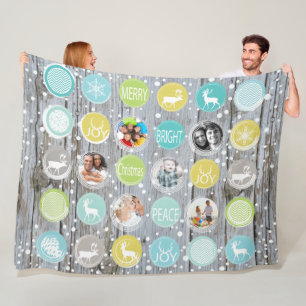 Rustic Barn Wood Christmas Family Photos Fleece Blanket