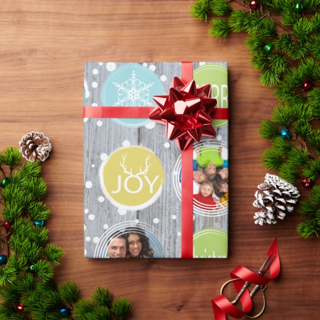 Rustic Barn Wood Christmas Family Photos Wrapping Paper (Holiday Gift)