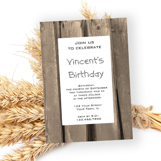 Rustic Barn Wood Country Birthday Party Invitation (Creator Uploaded)