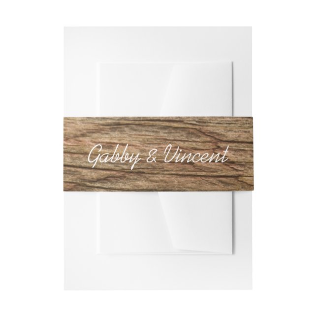 Rustic Barn Wood Country Wedding Invitation Belly Band (Front Example)