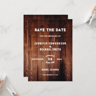 Rustic barn wood country wedding Save the date Invitation
