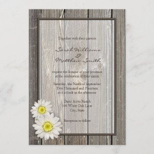 Rustic Barn Wood Daisy Wedding Invitations