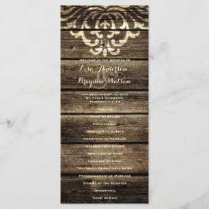 Rustic Barn Wood Damask Vintage Wedding Program Programme
