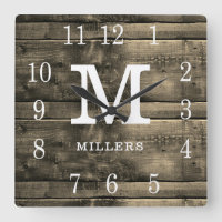 Rustic Barn Wood Family Name Monogram Farmhouse