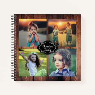 Rustic barn wood family photo collage family name notebook