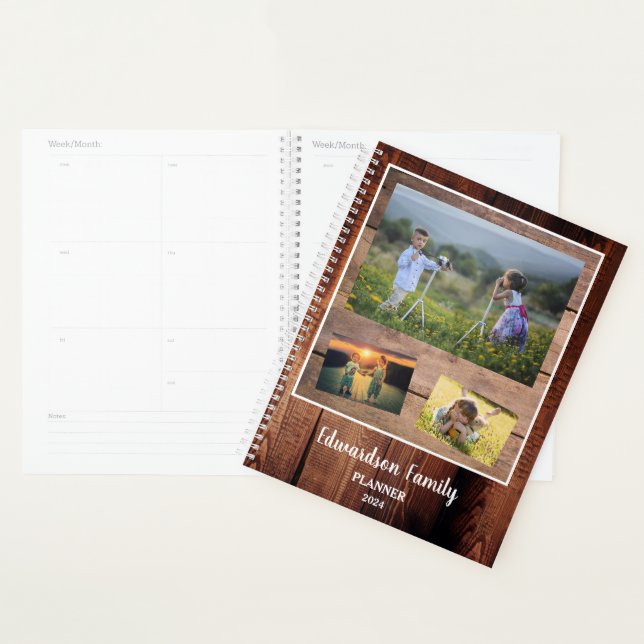 Rustic barn wood family photo collage planner (Display)