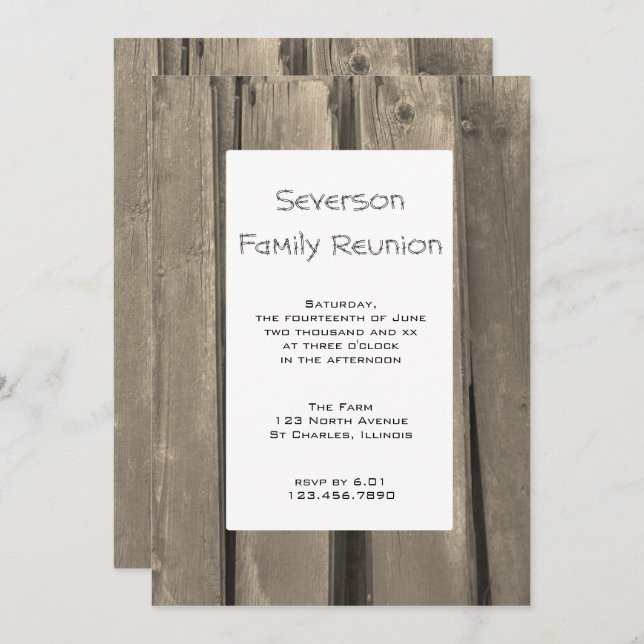 Rustic Barn Wood Family Reunion Invitation (Front/Back)