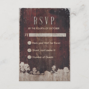 Rustic Barn Wood Farm Wedding RSVP Card