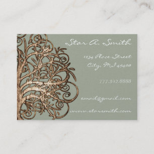 Rustic Barn Wood Folk Art Swirly Girly Tree Business Card