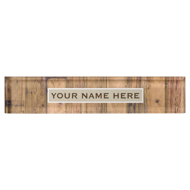 Rustic Barn Wood & Kraft Personalised Name Plate (Front)