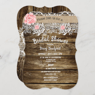 Rustic Barn Wood & Lace Bridal Shower Invitation