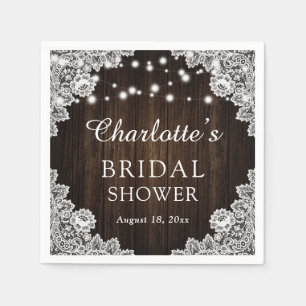 Rustic Barn Wood Lace Bridal Shower Napkins