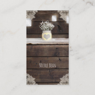 Rustic Barn Wood, Lace & Mason Jars Southern Charm Business Card